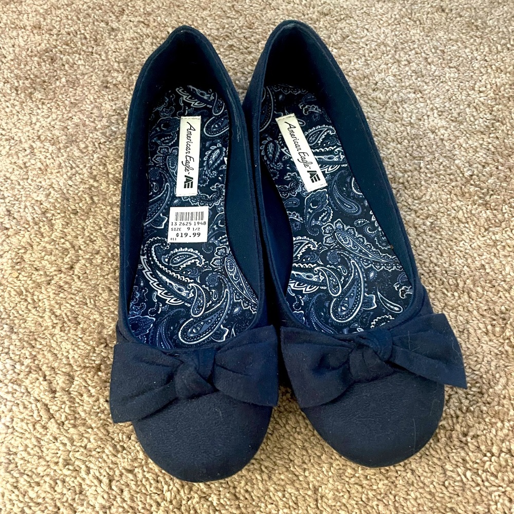 Brand New American Eagle Navy Flats with bow
